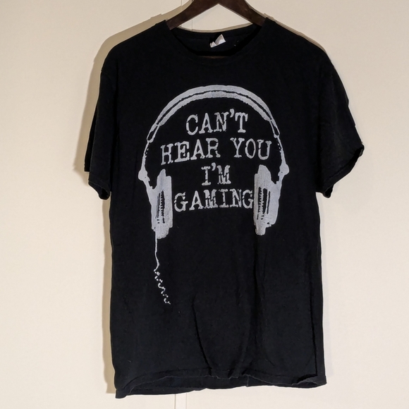 Port and Company Other - Black Gaming T-Shirt with Headphones Graphic